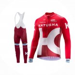2016 Maillot Cyclisme Katusha Alpecin Blanc Rouge Manches Longues Et Cuissard