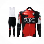 2017 Maillot Cyclisme BMC Rouge Blanc Manches Longues Et Cuissard