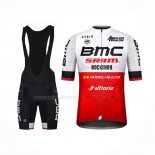 2021 Maillot Cyclisme BMC Blanc Rouge Manches Courtes Et Cuissard