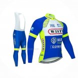 2021 Maillot Cyclisme Wanty-gobert Cycling Team Bleu Blanc Jaune Manches Longues Et Cuissard