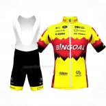 2023 Maillot Cyclisme Bingoal WB Jaune Rouge Manches Courtes Et Cuissard