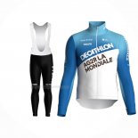 2024 Maillot Cyclisme Ag2r La Mondiale Blanc Bleu Manches Longues Et Cuissard