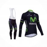 2014 Maillot Cyclisme Movistar Noir Manches Longues Et Cuissard