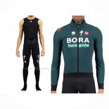 2021 Maillot Cyclisme Bora-Hansgrone Vert Manches Longues Et Cuissard