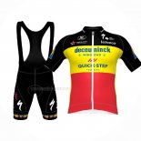 2021 Maillot Cyclisme Deceuninck Quick Step Noir Jaune Rouge Manches Courtes Et Cuissard