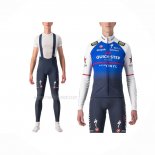 2022 Maillot Cyclisme Deceuninck Quick Step Bleu Blanc Manches Longues Et Cuissard