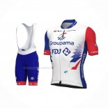 2022 Maillot Cyclisme Groupama FDJ Rouge Bleu Manches Courtes Et Cuissard