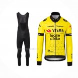 2024 Maillot Cyclisme Jumbo Visma Jaune Noir Manches Longues Et Cuissard
