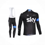 2013 Maillot Cyclisme Sky Bleu Noir Manches Longues Et Cuissard