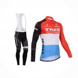 2014 Maillot Cyclisme Trek Factory Racing Rouge Blanc Manches Longues Et Cuissard