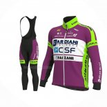 2020 Maillot Cyclisme Bardiani Csf Faizane Violet Vert Manches Longues Et Cuissard