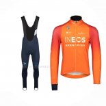 2022 Maillot Cyclisme INEOS Grenadiers Orange Manches Longues Et Cuissard