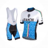 2017 Maillot Cyclisme Bianchi Milano Bleu Manches Courtes Et Cuissard