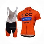 2017 Maillot Cyclisme CCC Noir Orange Manches Courtes Et Cuissard