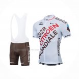 2021 Maillot Cyclisme Ag2r La Mondiale Marron Jaune Manches Courtes Et Cuissard