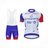 2021 Maillot Cyclisme Groupama-FDJ Rouge Bleu Blanc Manches Courtes Et Cuissard