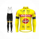 2022 Maillot Cyclisme Bingoal WB Jaune Manches Longues Et Cuissard