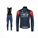 2022 Maillot Cyclisme INEOS Grenadiers Fonce Bleu Manches Longues Et Cuissard