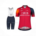 2023 Maillot Cyclisme Femme INEOS Grenadiers Rouge Manches Courtes Et Cuissard
