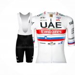 2023 Maillot Cyclisme UAE Slovenie Champion Blanc Manches Courtes Et Cuissard