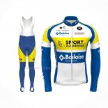 2021 Maillot Cyclisme Sport Vlaanderen Baloise Bleu Jaune Manches Longues Et Cuissard
