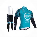 2021 Maillot Cyclisme Vital Concept-BB Hotels Bleu Clair Manches Longues Et Cuissard