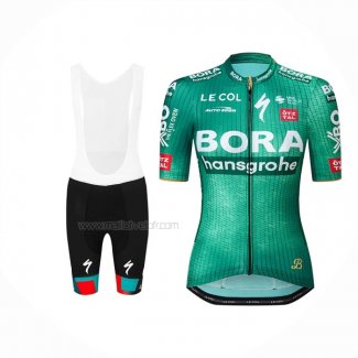 2023 Maillot Cyclisme Femme Bora Hansgrohe Vert Manches Courtes Et Cuissard