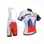2015 Maillot Cyclisme Katusha Blanc Rouge Manches Courtes Et Cuissard