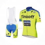 2016 Maillot Cyclisme Tinkoff Saxo Bank Jaune Bleu Manches Courtes Et Cuissard