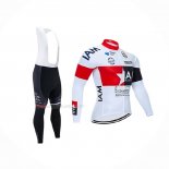2020 Maillot Cyclisme IAM Blanc Rouge Noir Manches Longues Et Cuissard