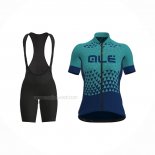 2021 Maillot Cyclisme Femme ALE Fonce Bleu Vert Manches Courtes Et Cuissard