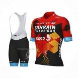 2023 Maillot Cyclisme Bahrain Victorious Rouge Noir Manches Courtes Et Cuissard