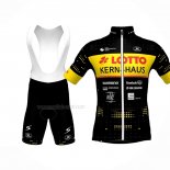 2023 Maillot Cyclisme Lotto-Kern Haus Noir Jaune Manches Courtes Et Cuissard