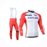 2014 Maillot Cyclisme Katusha Blanc Rouge Manches Longues Et Cuissard