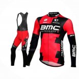 2016 Maillot Cyclisme BMC Noir Rouge Manches Longues Et Cuissard