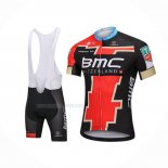 2018 Maillot Cyclisme BMC Noir Rouge Manches Courtes Et Cuissard