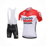 2018 Maillot Cyclisme Lotto Soudal Blanc Rouge Manches Courtes Et Cuissard