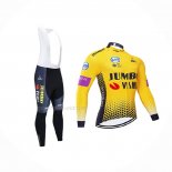 2019 Maillot Cyclisme Jumbo Visma Jaune Noir Manches Longues Et Cuissard