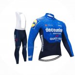2021 Maillot Cyclisme Deceuninck Quick Step Bleu Noir Manches Longues Et Cuissard