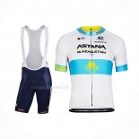2022 Maillot Cyclisme Astana Blanc Bleu Manches Courtes Et Cuissard