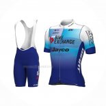 2022 Maillot Cyclisme Bike Exchange Bleu Blanc Manches Courtes Et Cuissard