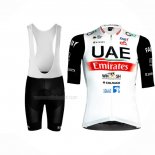 2023 Maillot Cyclisme UAE Noir Blanc Manches Courtes Et Cuissard