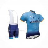 2018 Maillot Cyclisme Astana Fonce Bleu Manches Courtes Et Cuissard