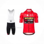 2021 Maillot Cyclisme Jumbo Visma Rouge Manches Courtes Et Cuissard