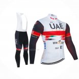2021 Maillot Cyclisme UAE Blanc Manches Longues Et Cuissard