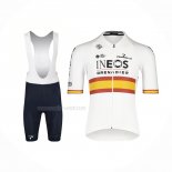 2022 Maillot Cyclisme Espagne Champion INEOS Blanc Rouge Manches Courtes Et Cuissard