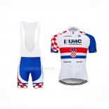 2019 Maillot Cyclisme UHC Blanc Rouge Bleu Manches Courtes Et Cuissard