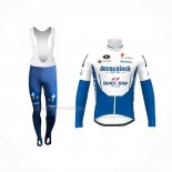 2020 Maillot Cyclisme Deceuninck Quick Step Bleu Blanc Manches Longues Et Cuissard