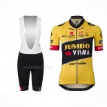 2023 Maillot Cyclisme Jumbo Visma Jaune Noir Manches Courtes Et Cuissard