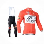 2014 Maillot Cyclisme Lotto Belisol Orange Manches Longues Et Cuissard